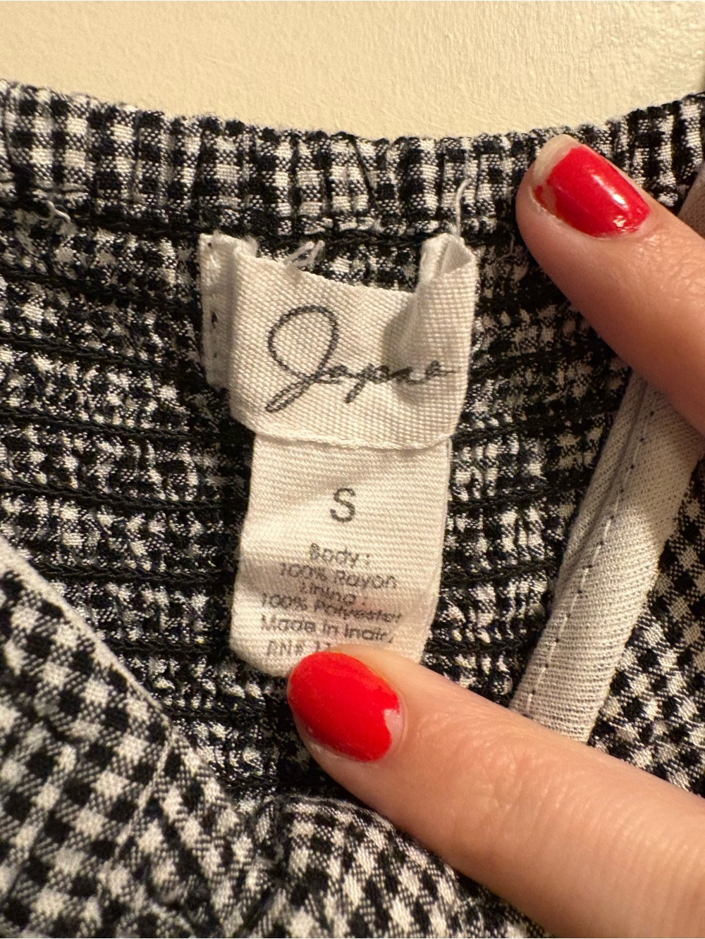 Japna Black & White Gingham Tie Front Camisole - Picture 2 of 3